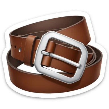 A standalone leather belt, folded neatly, rich brown color with a silver buckle — no background, no personbelt sticker