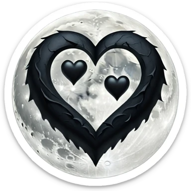 Full moon and black heart in gothic style sticker