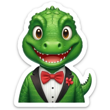 cute crocodile, bow tie sticker