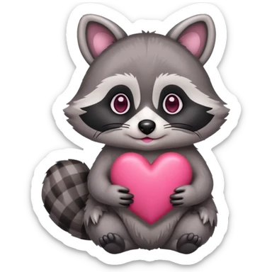 Raccoon with  heart sticker