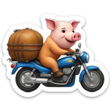 A pig riding a motorbike sticker