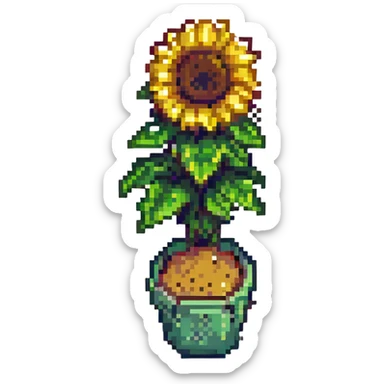 pixel art sunflower, simple and vibrant sticker