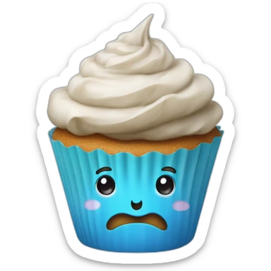 Un cupcake avec un verre d'eau au-dessus sticker