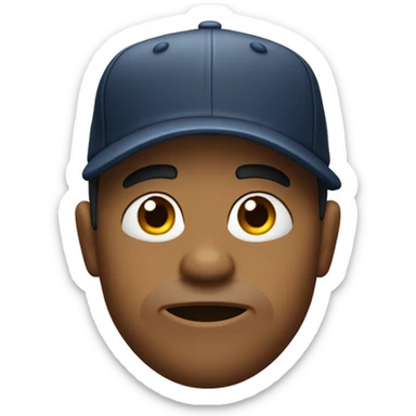 Man with backwards baseball cap biting his lip sticker