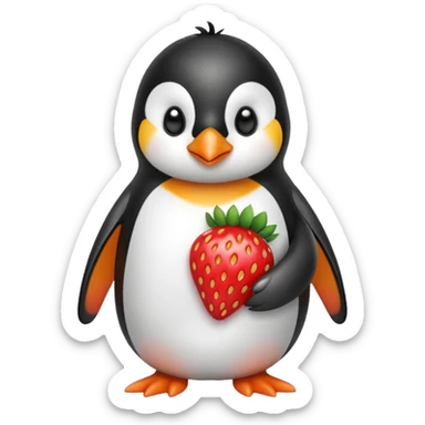 Penguin strawberry sticker