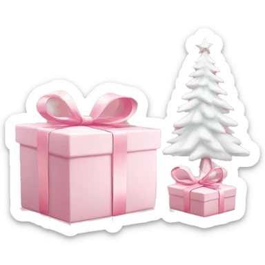 Light pink Christmas gifts under a white Christmas tree  sticker