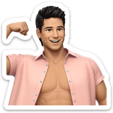 smiling boy in open shirt sticker