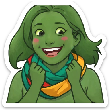 Girl with hands on her neck laughing  sticker