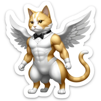 Transcendent celestial cosmic galactic energy Mega neon unicorn dragon hydra hyper rare golden penguin Golden Divine god angel Omni Black and white Super muscular Buff sigma Gigachad cat full body tuxedo colored  sticker