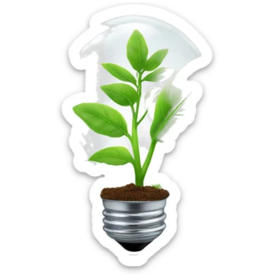 a plant inside an idea lightbulb sticker