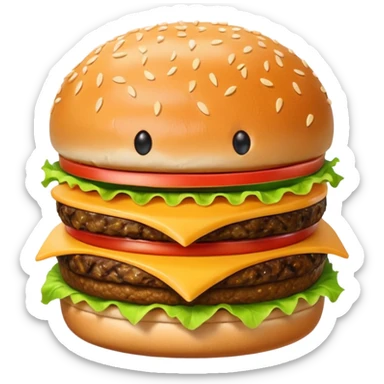 Burger and fries but separate and with faces sticker