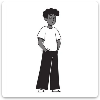A tall, muscular black man with a confident stance sticker