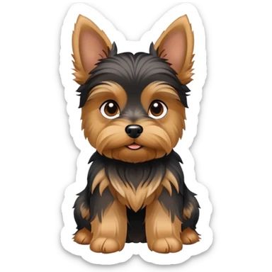 yorkshire terrier dog with small body, tan and black fur, perky ears sticker