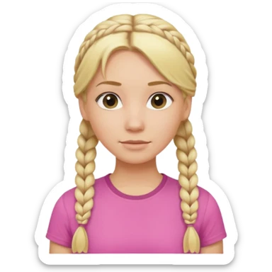 Blonde haired women with hair in braid wearing a pink t shirt sticker