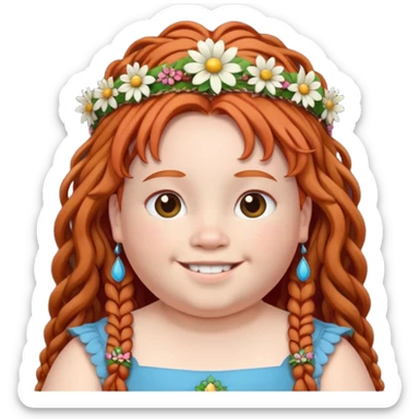 fat redhead kid with dreadlocks and floral tiara sticker