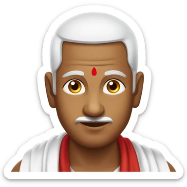 
A muscular South Indian Brahmin priest with a Thenkalai namam (a vertical white line with a red base) adorning his forehead, exuding strength and spiritual intensity. sticker