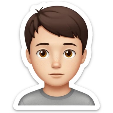 cute brunnete boy with short hair light skin and freckles sticker