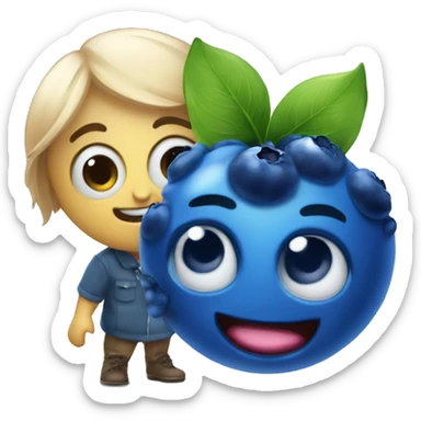 A kind blueberry helping another blueberry sticker