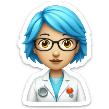 Lab girl scientist with blue hair and laboratory instrument sticker