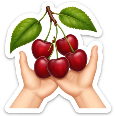 Hands grabbing cherries sticker