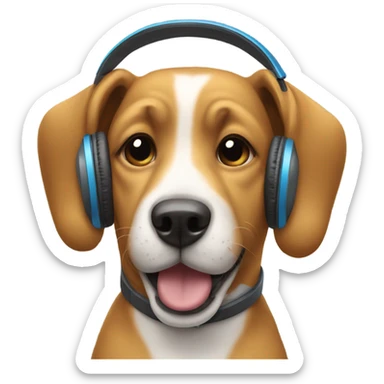a dog with headphones on sticker