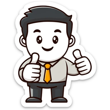 cheerful office worker with thumbs up, big smile sticker