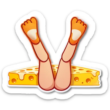 Cheesing with legs up  sticker