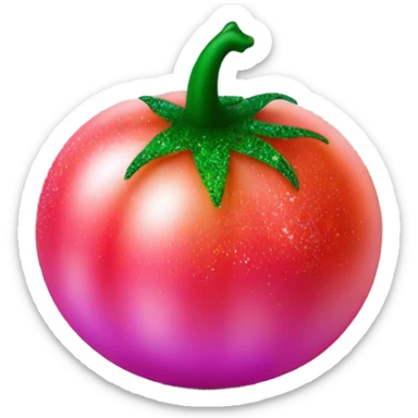 Entire Hot pink ombre tomato with glitter and green stem sticker