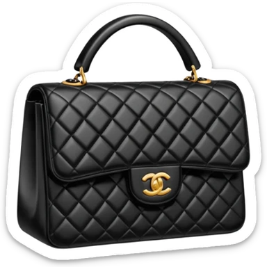 generate an ios genmoji of a black chanel bag sticker