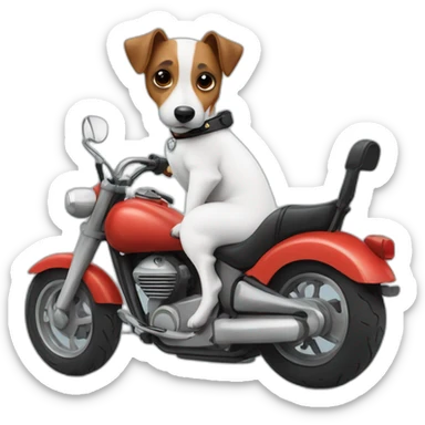 Jack Russell Dog rides a motorcycle sticker
