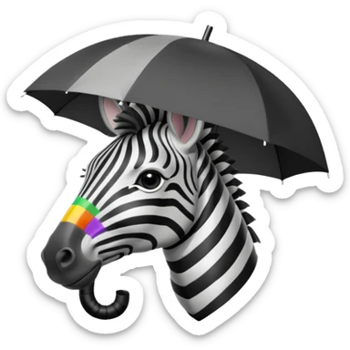 zebra with rgb umbrella closeup view sticker