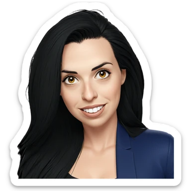 smiling girl with black hair sticker