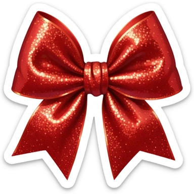 red glitter bow sticker