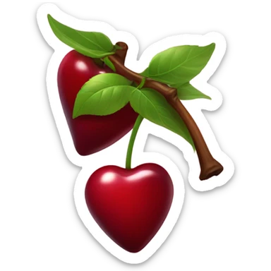Deep red heart shaped cherries sticker