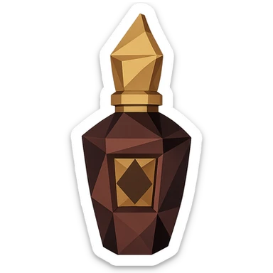 geometric abstract representation of a Xerjoff fragrance bottle, highlight angular lines and opulent silhouette, no characters or text sticker
