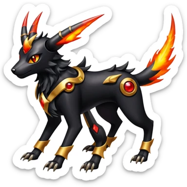 Shiny Gothic Exotic Futuristic Houndoom-Genesect-Torracat-Pokémon-Fakémon-hybrid-creature sticker