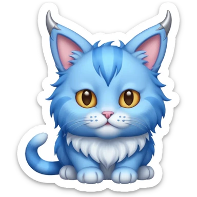 Blue cat with horns sticker