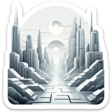 White Spectral Gloomy Dystopian Apocalyptic Aesthetic Scenery Deco sticker