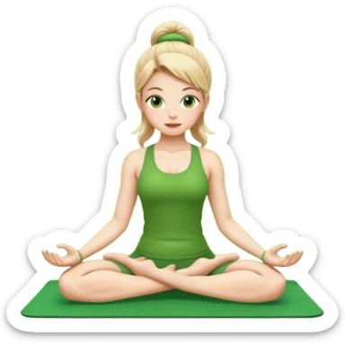 yoga girl in a green mat and green outfit  sticker