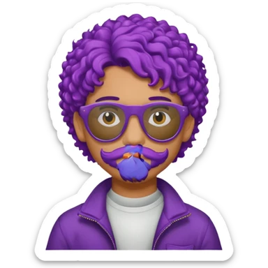 purple haired, curly haired mexican boy with sunglassess sticker