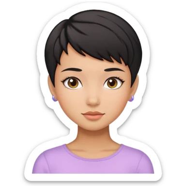 tan girl black hair pixie cut cute pastel colors skin care sticker