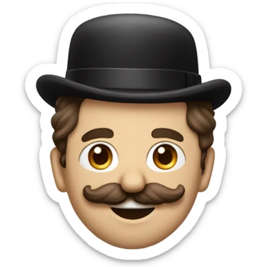 Man with brown swept over hair and a Charlie Chaplin moustache  sticker