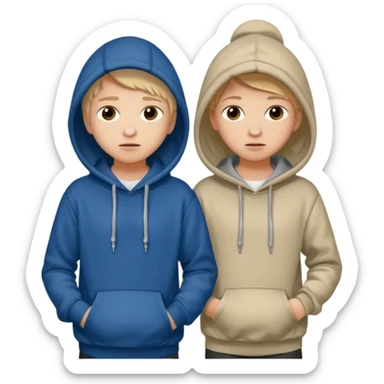two teenager walking hiding sticker