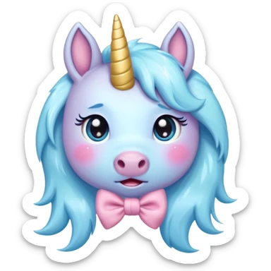 Funny preppy unicorn with bow crying sticker