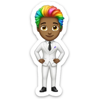 Posh-boy-with-white-suit-and-rainbow-unicorn-hair sticker
