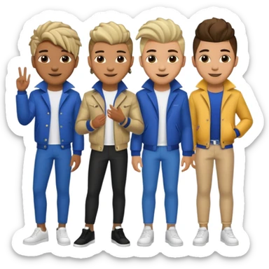 full group of five men pop star sticker