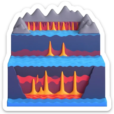 Cross-section of seafloor spreading with magma rising at mid-ocean ridge sticker