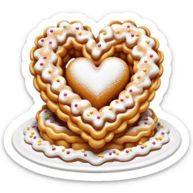 Heart shaped funnel cake with sprinkles  sticker