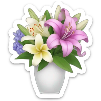 Lilies, hyacinths and camellias in a flower bouquet sticker