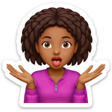 A black girl with her tongue out with her hands open sticker